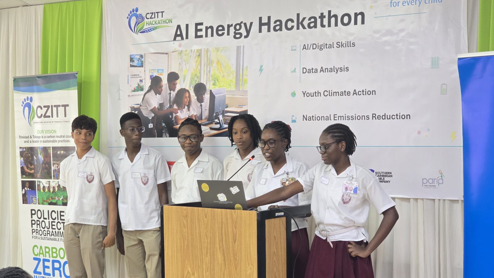 A student team at the hackathon
